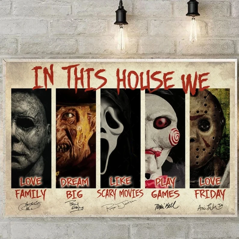 Friends Horror Movie Villains Poster Characters Halloween Kills Chucky Movie Prints Canvas Painting Bedroom Wall Art Home Decor