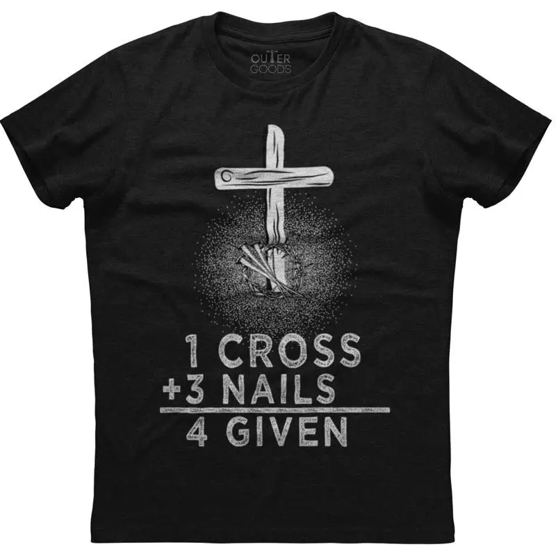 1 كروس 3 أظافر 4 تي شيرت رجالي كريستيان جديد قطن أسود