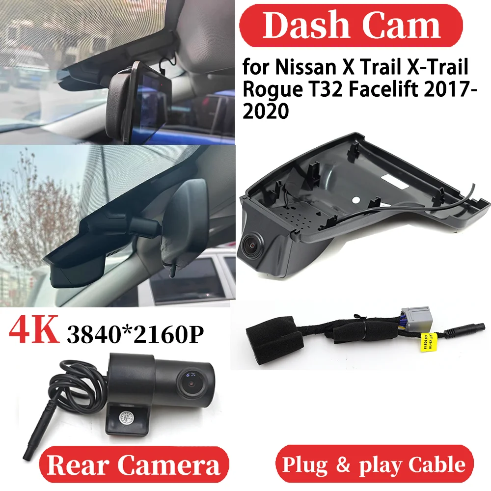 

ZJCGO for Nissan X Trail X-Trail Rogue T32 Facelift 2017-2020 Car 4K Video Recorder DVR Dash Cam Dashboard Camera Night Vision