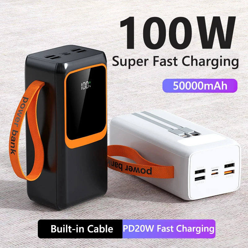 

50000 мАч Power Bank большой емкости 100 Вт быстрая зарядка портативный внешний аккумулятор для ноутбука внешний запасной аккумулятор для iPhone Xiaomi Huawei
