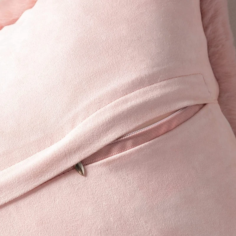 Inyahome Faux Rabbit Fur Luxury Throw Pillow Case Cushion Cover with Zipper Soft Cozy Bedroom Sofa Couch Decor Coussin Canapé