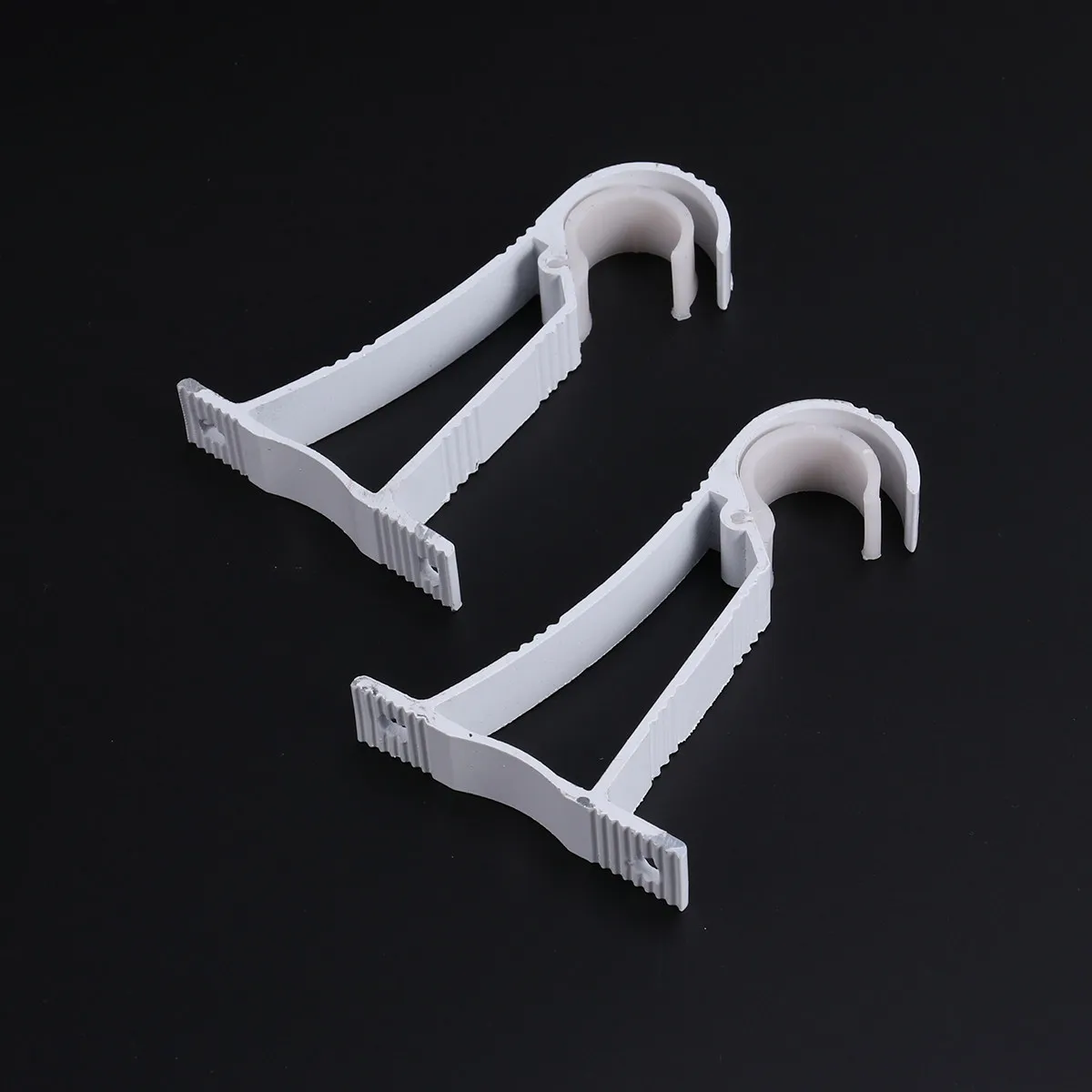 2Pcs Curtain Bracket Roman Style Sturdy Aluminum Alloy Thick Curtain Rod Holder White for 25-30Mm Drapery Pole Mounting