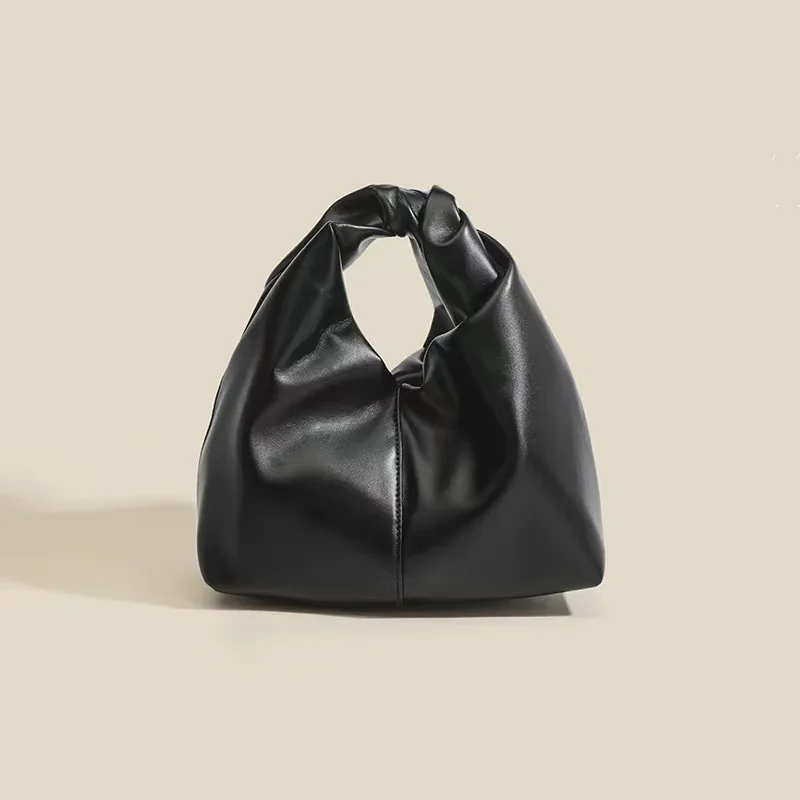 Women\'s Handbag Underarm Bag French High End Pleated Cow Horn Bun Soft Leather Dumpling Bun Single Shoulder Small Package