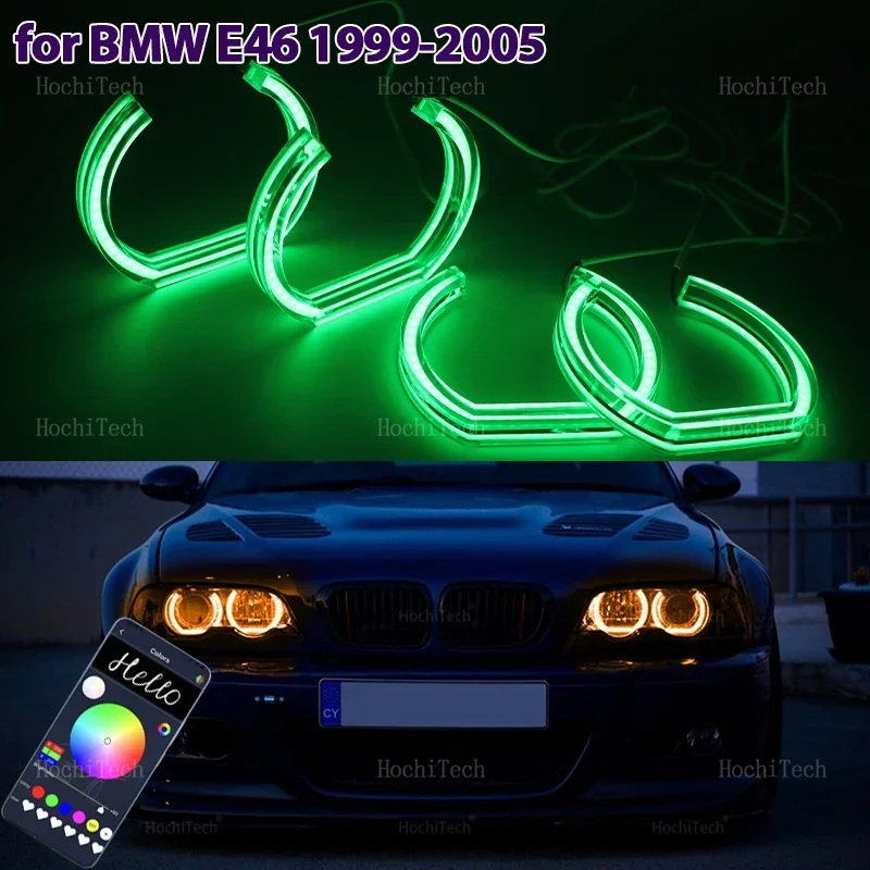 

LED Angel Eyes Kit Ring RGB colors APP control Headlight Lamps For BMW E46 325i 325xi 330i 330xi with HID headlights 1999-2005