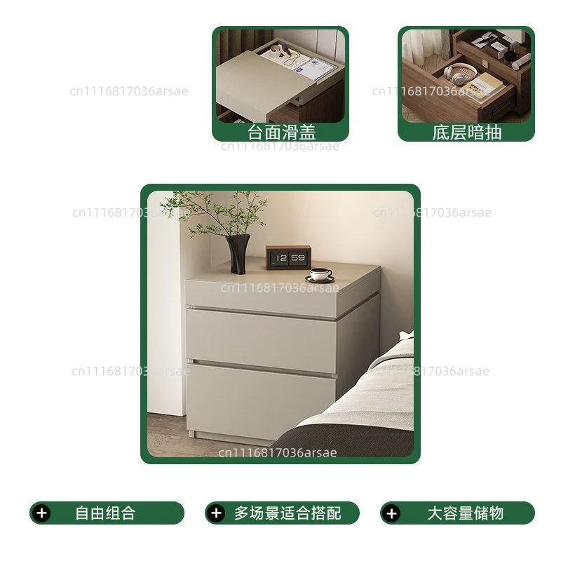 Paint-free Hidden Compartment Bedside Table, Hidden Anti-theft Side Cabinet, Advanced Bedroom Bedside Cabinet