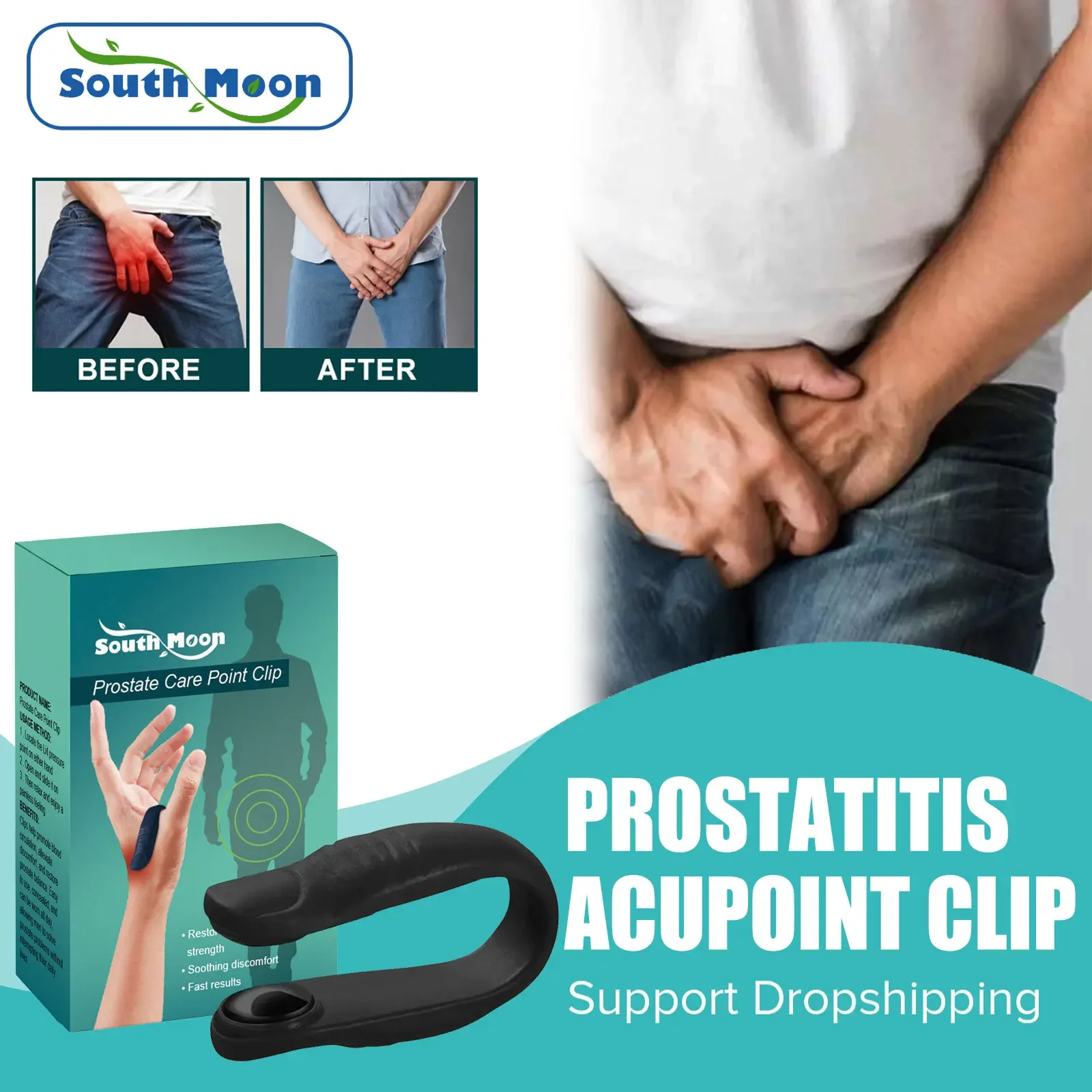 Prostatitis Treatment Clip Acupoint Massage Urological Urology Inflammation Kidney Deficiency Prostate Function Health Care 1pcs