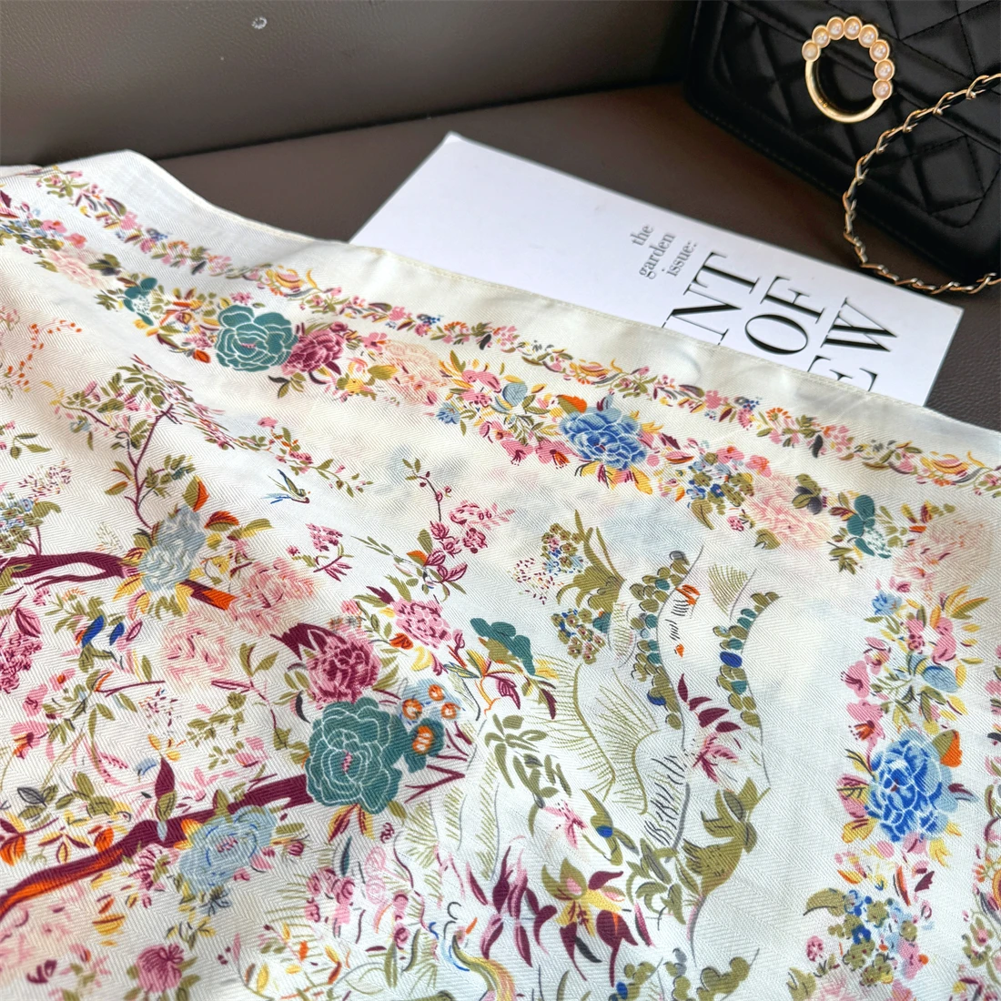 2024 new floral shawl women\'s cotton and linen thin scarf size 90*90 square multifunctional scarf decorative scarf scarf