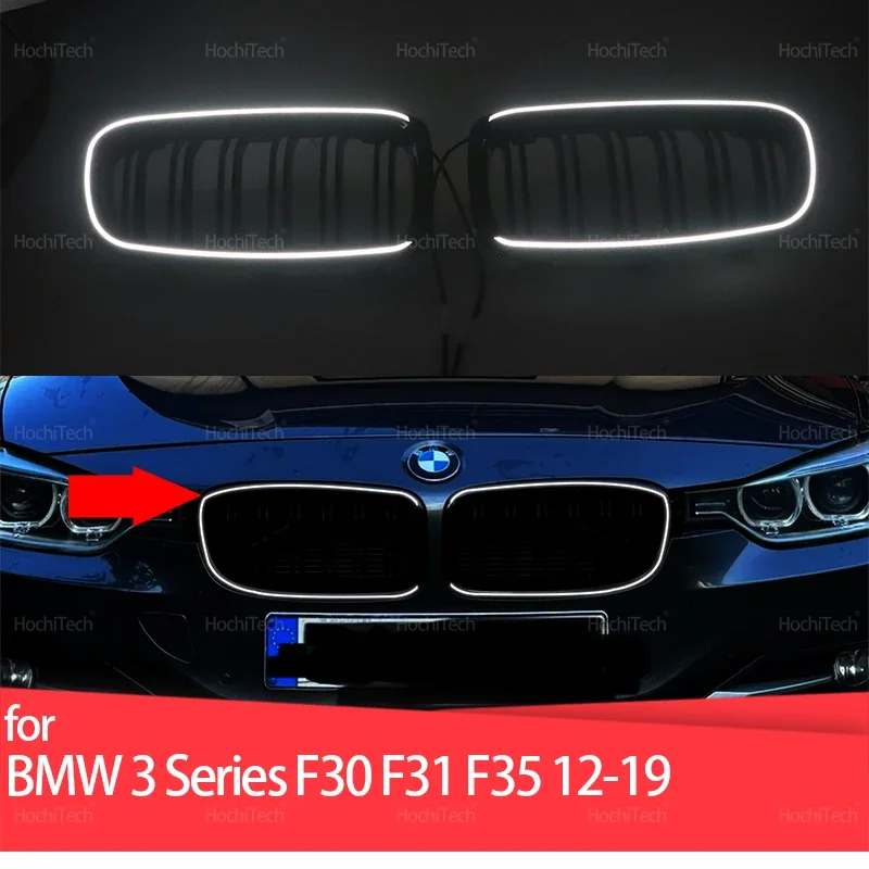 High Quality ABS Front Kidney Grille Dual Slat Grille with Light for BMW F30 F31 2012-2018 320i 325i 328i 330i 335i Accessories