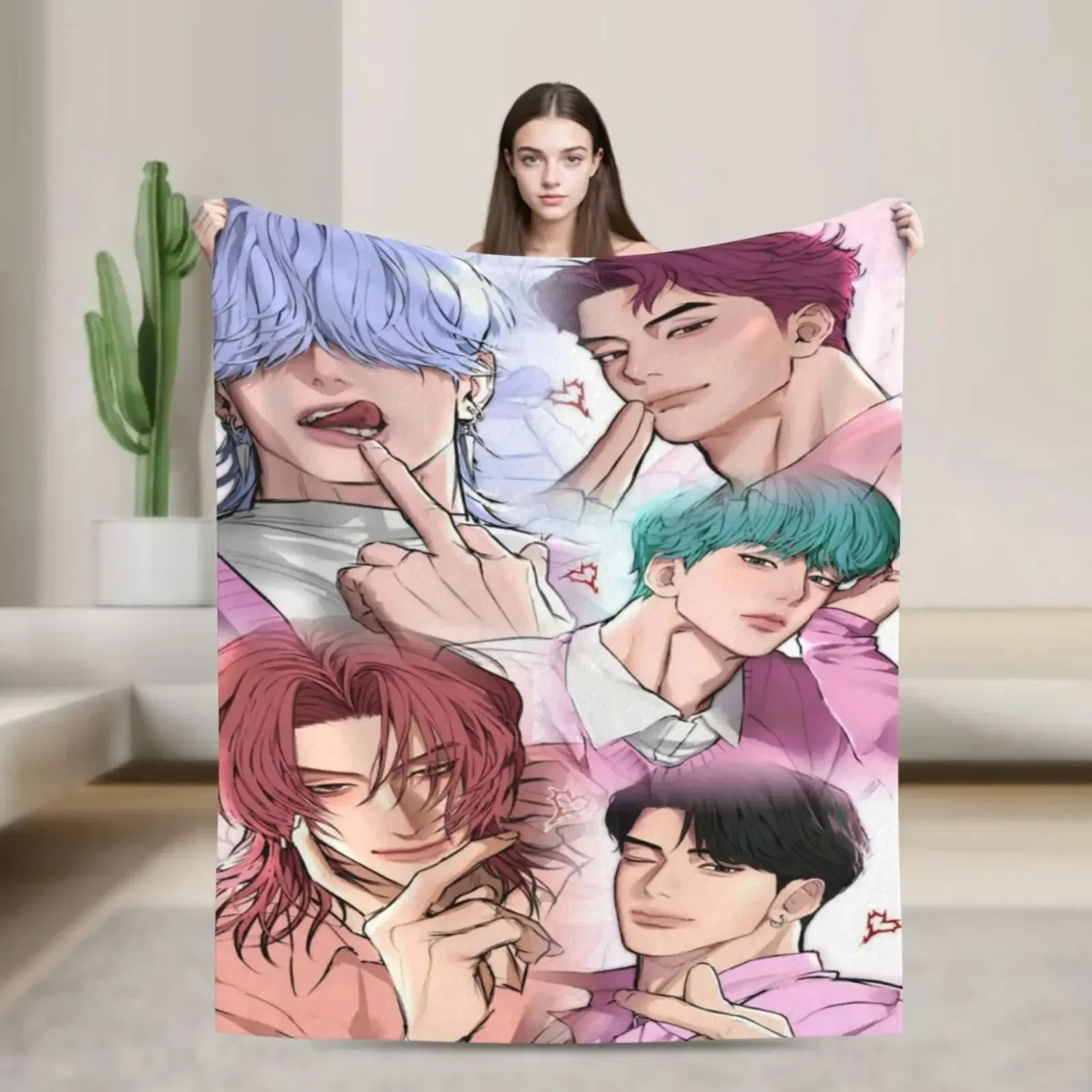 

Милое фланелевое одеяло KPop Devil Hunter в стиле аниме, подходящее для домашнего постельного белья и школьного постельного белья, необходимое украшение для дома в общежитии, Bl