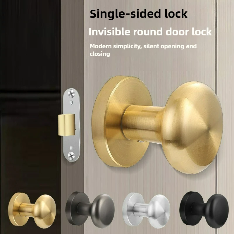 Bedroom Single-sided Silent Zinc Alloy Keyless Invisible Door Lock, Home Door Background Wall Single-sided Circular Door Lock