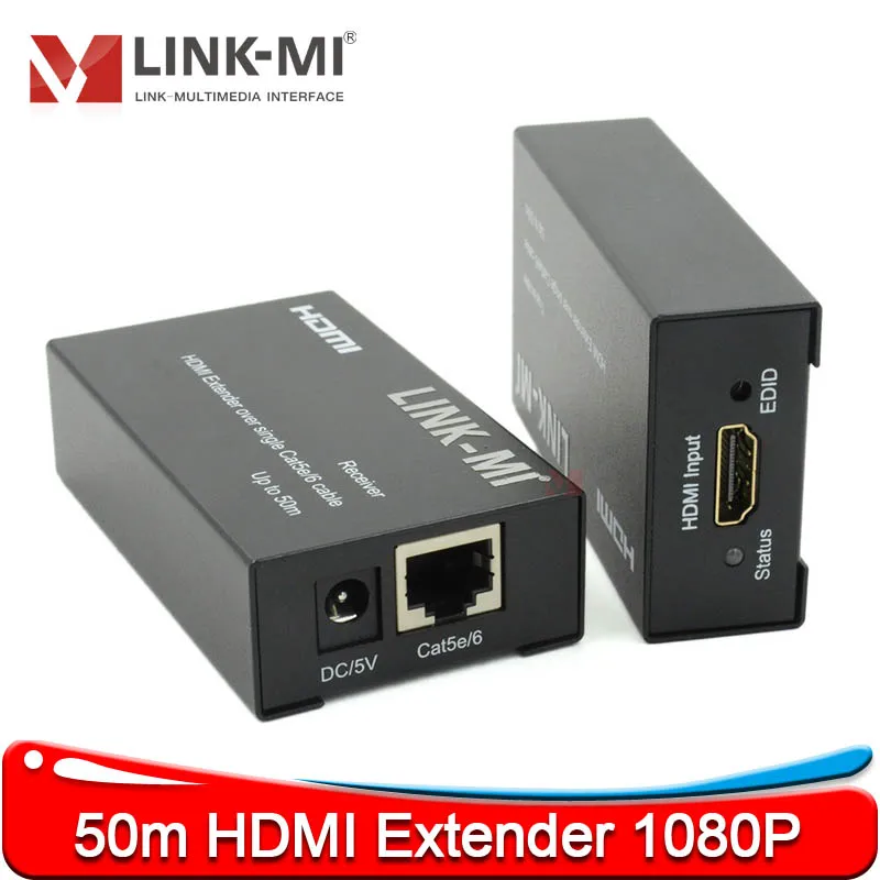Extensor HDMI de 50m sobre Cable UTP 1080P extensión de señal transmisor receptor link-mi extensor de vídeo HDMI 50m