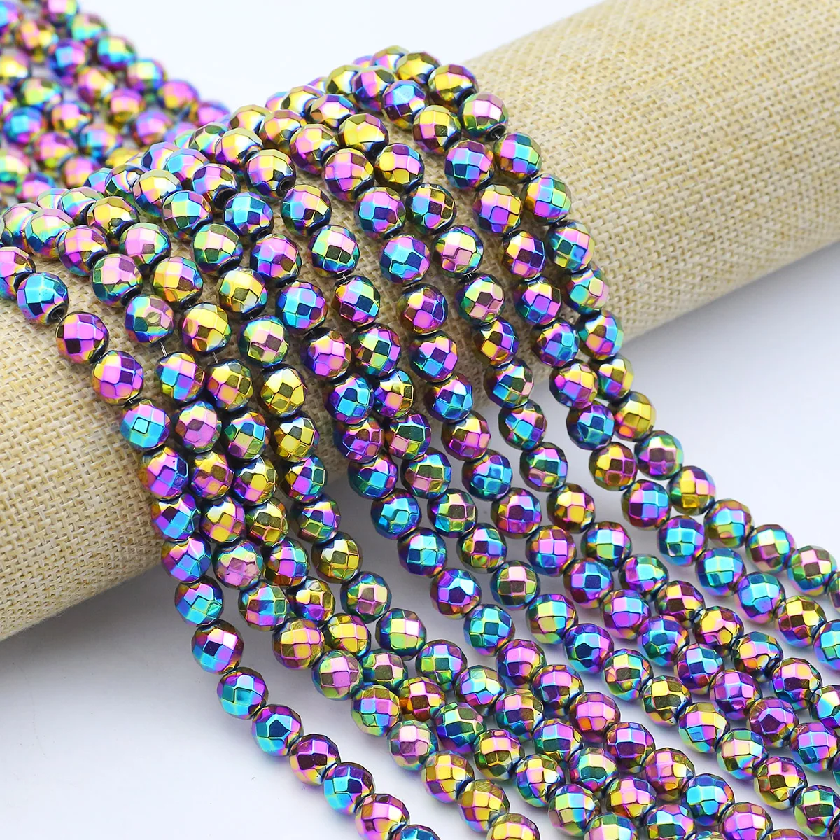 Faceted Round Colorful Hematite Loose Beads For Jewelry Making DIY Bracelet Earrings Necklace Accessories 2/3/4/6/8/10mm