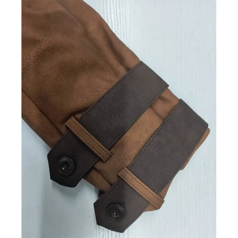 2026년 신상 남성 레트로 PU 가죽 아웃도어 롱 재킷 가을 겨울 플리스 오버코트 캐주얼 카우보이 아우터웨어 브라운 패치워크 코트