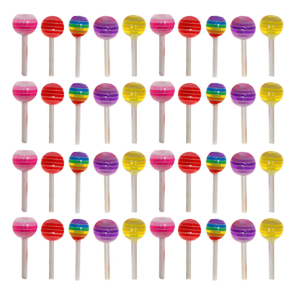 

100 Pcs Nail Accessories Rainbow Lollipop Design Manicure Decors Props Sweet Decorations Women Resin Ornament