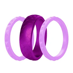 3 pcs/Set Squama Scales Sports Silicone Rings for Women Wedding Hypoallergenic Flexible Finger Accessories Gift
