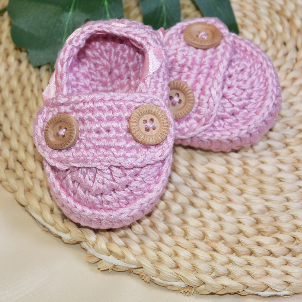 

Handmade Knitted Baby Boys Girls First Walkers 0-1Y Pure Color Newborn Unisex Soft Bottom Cotton Shoes Anti-Slip and comfortable