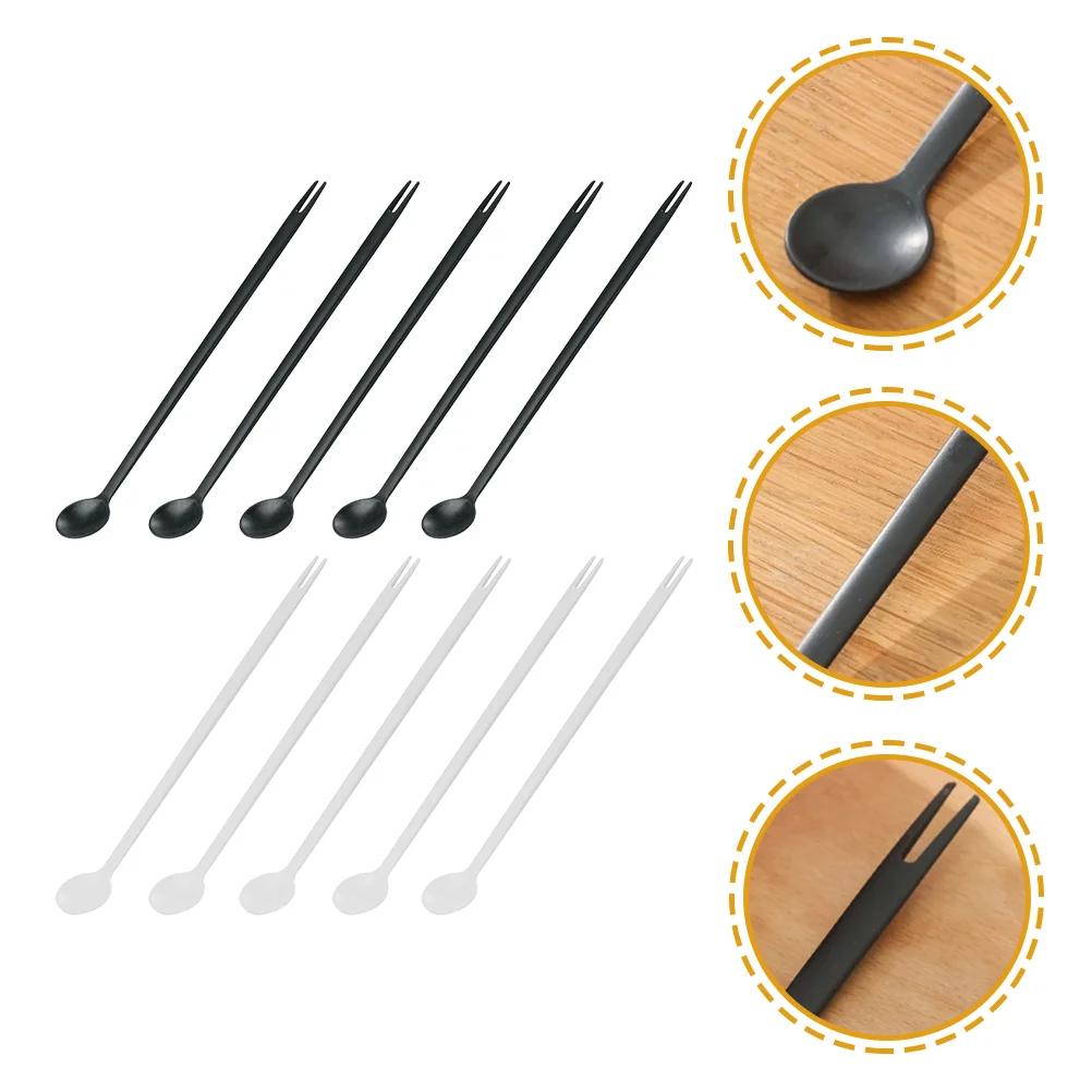 10 Pcs Tasting Spoon Long Handle Plastic Coffee Stirrer Cocktail Mixing Spoons Stirring Double-head