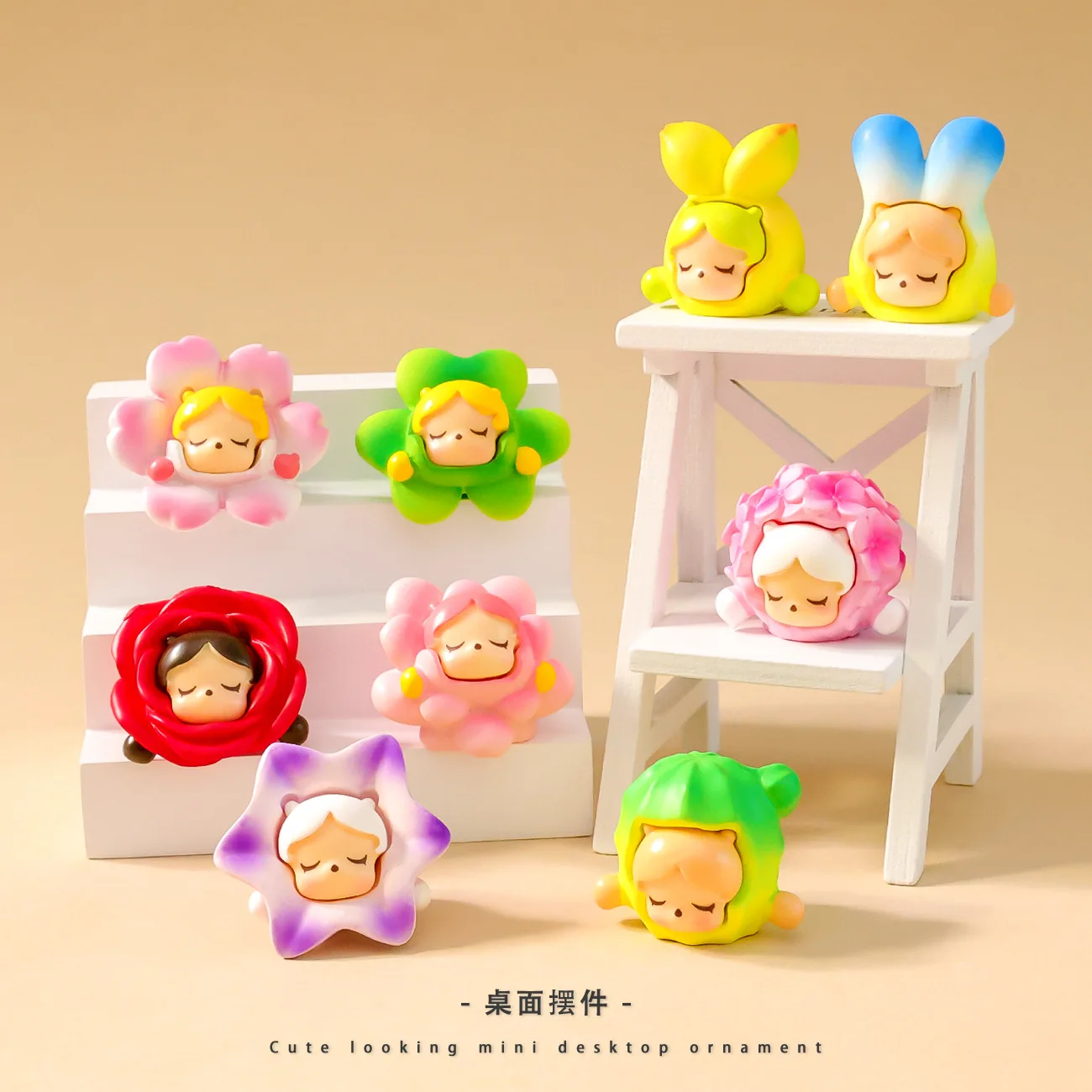 Blumen-Harzfigur Blind Box Trendiges Sammlerstück Kunstspielzeug Handgefertigtes DIY Mini-Schreibtisch-Ornament Heim- und Bürodekoration für Erwachsene