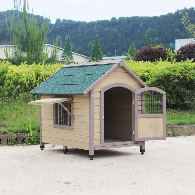 Solid Wood Dog House Outdoor Waterproof Indoor Wooden Kennel  Golden Retriever Teddy Four Seasons Universal Pet Nest