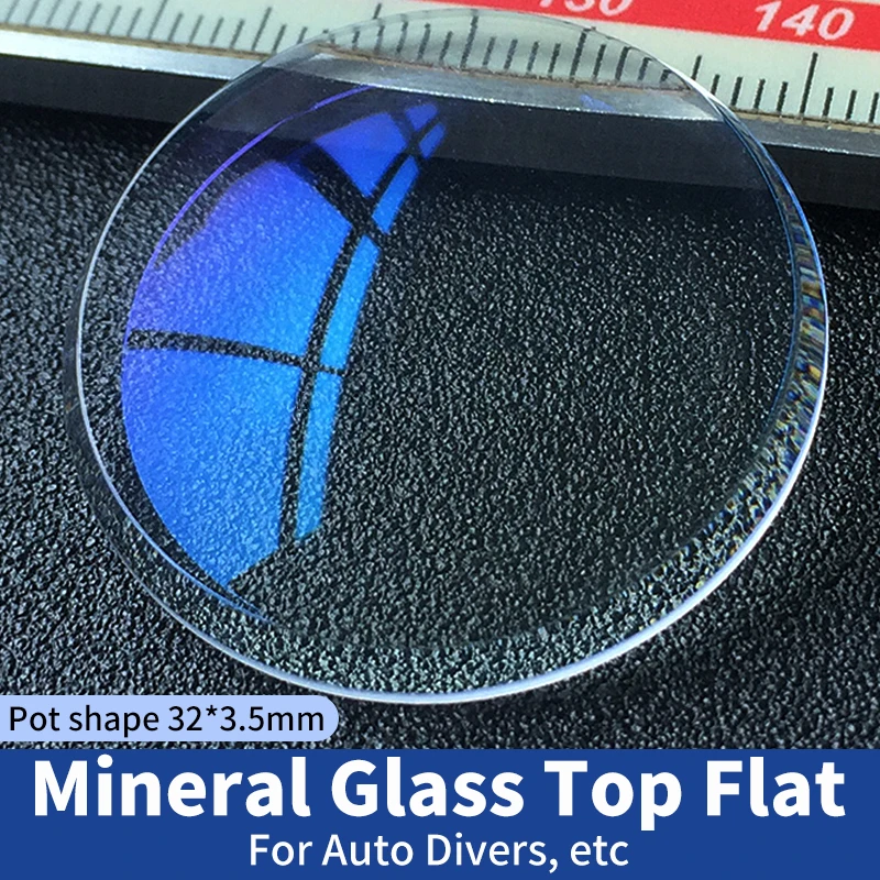 Mineral Crystal Pot Shape 32mm Top Flat Watch Glass Fits 6306-7000 6309-7040 Blue/Red/White AR Coating Big Chamfer Mod Parts