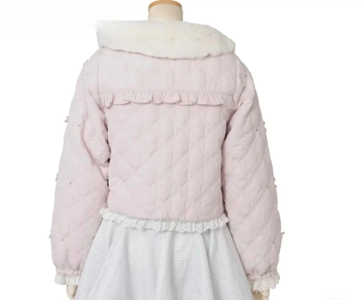 

Милая зимняя теплая куртка с отстегивающимся меховым воротником для женщин, в японском стиле Sweet Lolita, утепленная