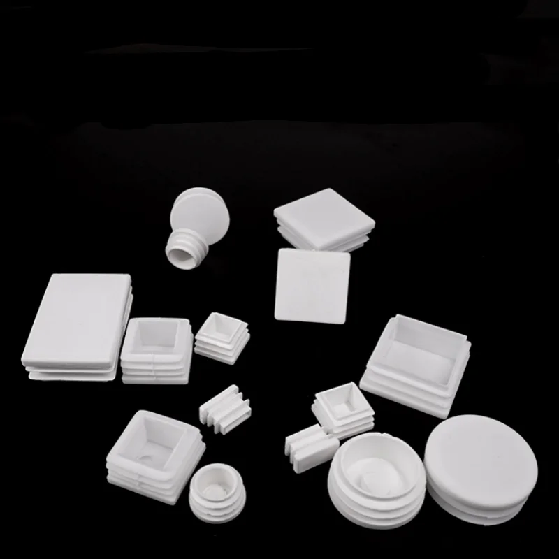 White Square Plastic Pipe Plug Blanking End Cap Square Tube Plug Anti-Slip Table Chair Foot Cover 15x15mm