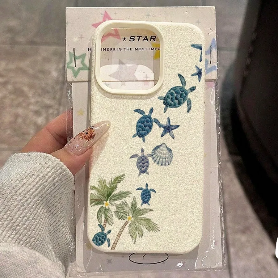 Tropical Beach Coconut Tree Sea Turtle Fig Pattern Phone Case For iPhone 17 16 15 14 13 12 11 Pro Max XS X XR 16 Plus 17E Cover - view 5