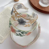 Elegant Embroidery Flower Hairband for Women Sweet Chiffon Hair Decorate Headband Hair Hoop Band Fashion Hair Accessories - Image 3