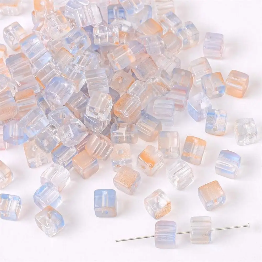 

Glass DIY Beads with Sugar Cubes Transparent Colored Handmad Beading Materials Sugar Cube DIY Beads