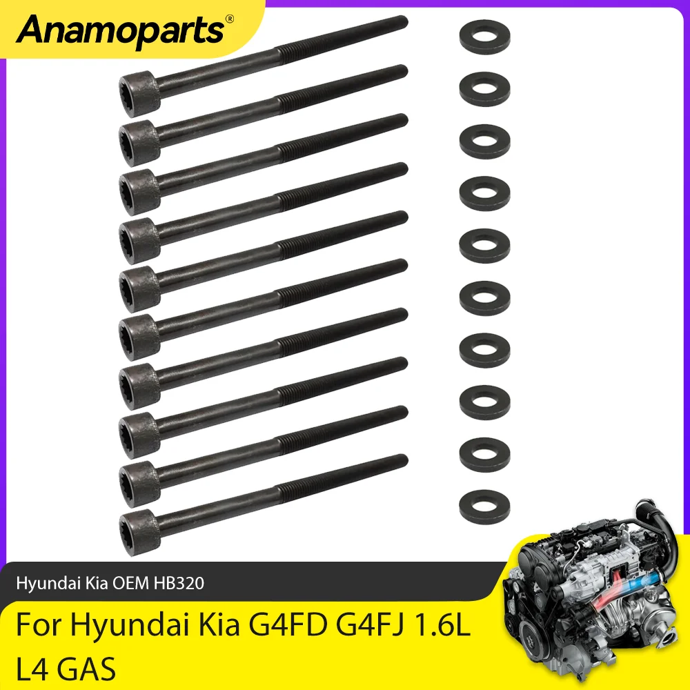 Engine Parts Cylinder Head Bolt Kit Fit 1.6 L For Hyundai Veloster Tucson Accent Kia Soul Rio Sportage G4FD G4FJ 1.6L L4 GAS