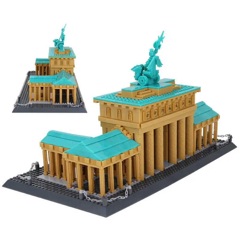 Bloco de construção criativo alemanha brandenburg portão modelo de construção conjuntos tijolo famosa arquitetura histórica brinquedos coleção