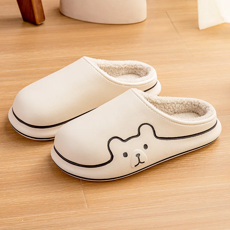 

Men's and Women's Winter Waterproof Warm Slippers Non-slip Indoor Velour Cotton Slippers