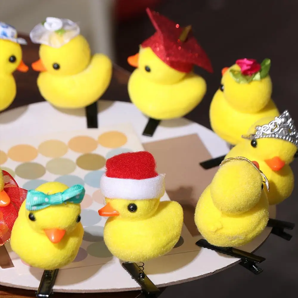 Pinzas para el cabello de pato y flores creativas, gorro con lazo, pasadores laterales de pollo, accesorios para el cabello, Clips de pico de pato de dibujos animados de corona para niños/niños