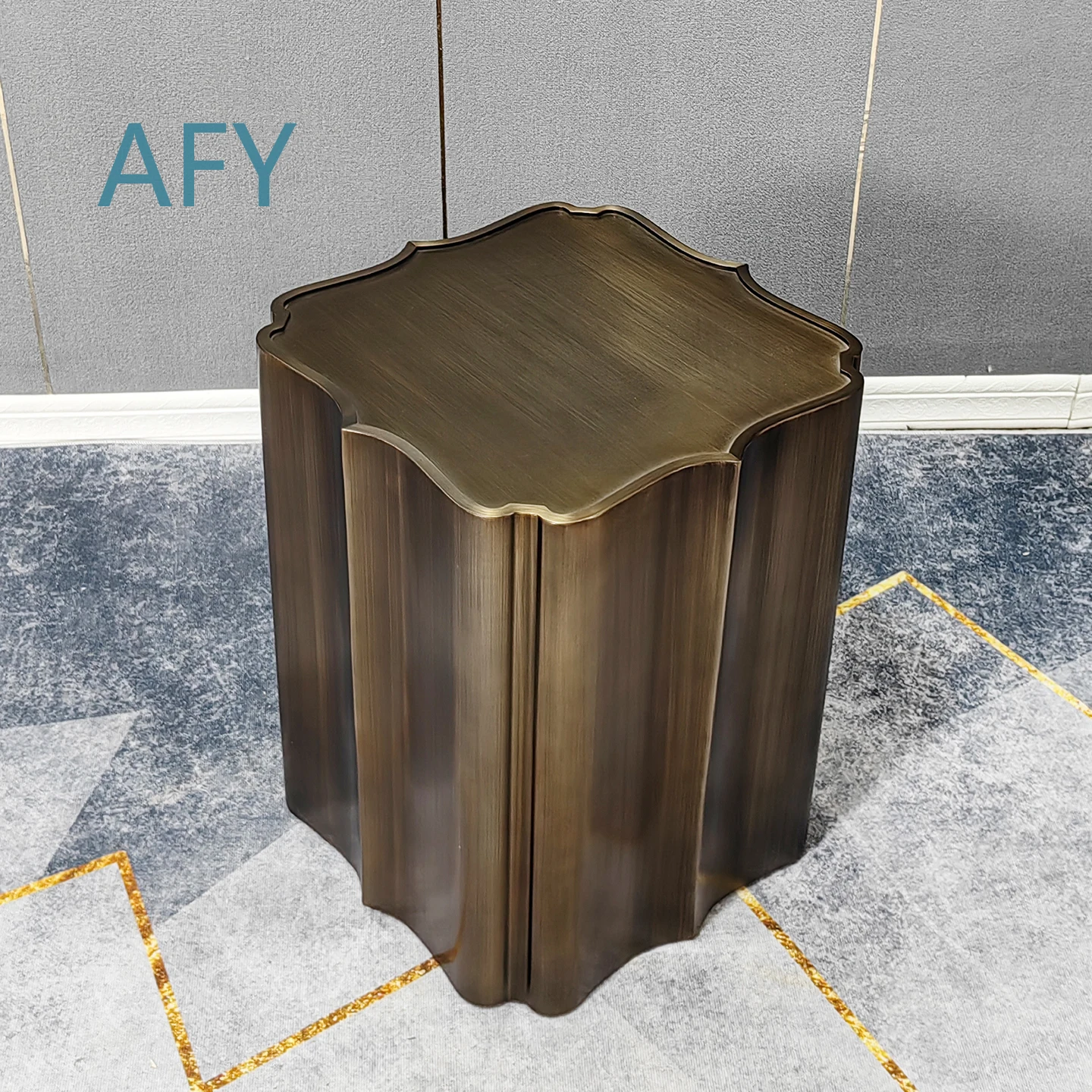 Stainless Steel Sofa Corner Table for Modern Living Room Decor Brushed Bronze Small Square Side Table Light Luxury Creative