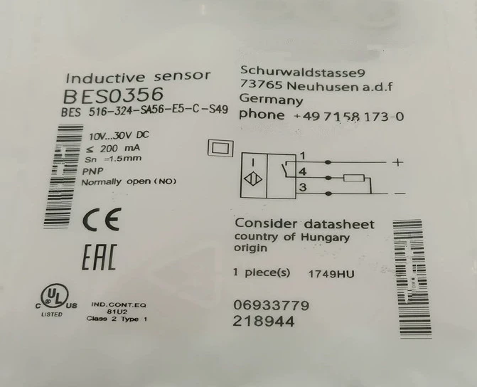 BES0356 Proximity switch BES516-324-SA56-E5-C-S49 three-pin M8 short plug type new