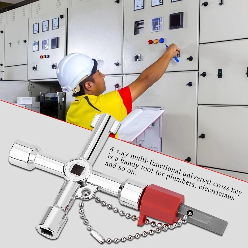 2 Stück Kreuzschalter, quadratischer Schlüssel, 4-Wege-Multifunktionsschlüssel, universeller Schaltschrankschlüssel, elektrischer Wassergaszähler, Schranköffnungsschlüssel – Detail 4