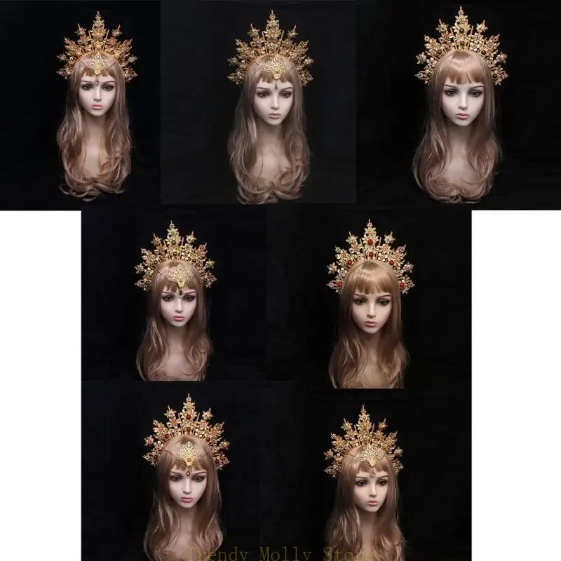 N5KB Adulto Handmade Diy Crown Hair Hoop Set Lindo Christmas Halloween Hair Tither Año Nuevo Diadema disfraz para adultos