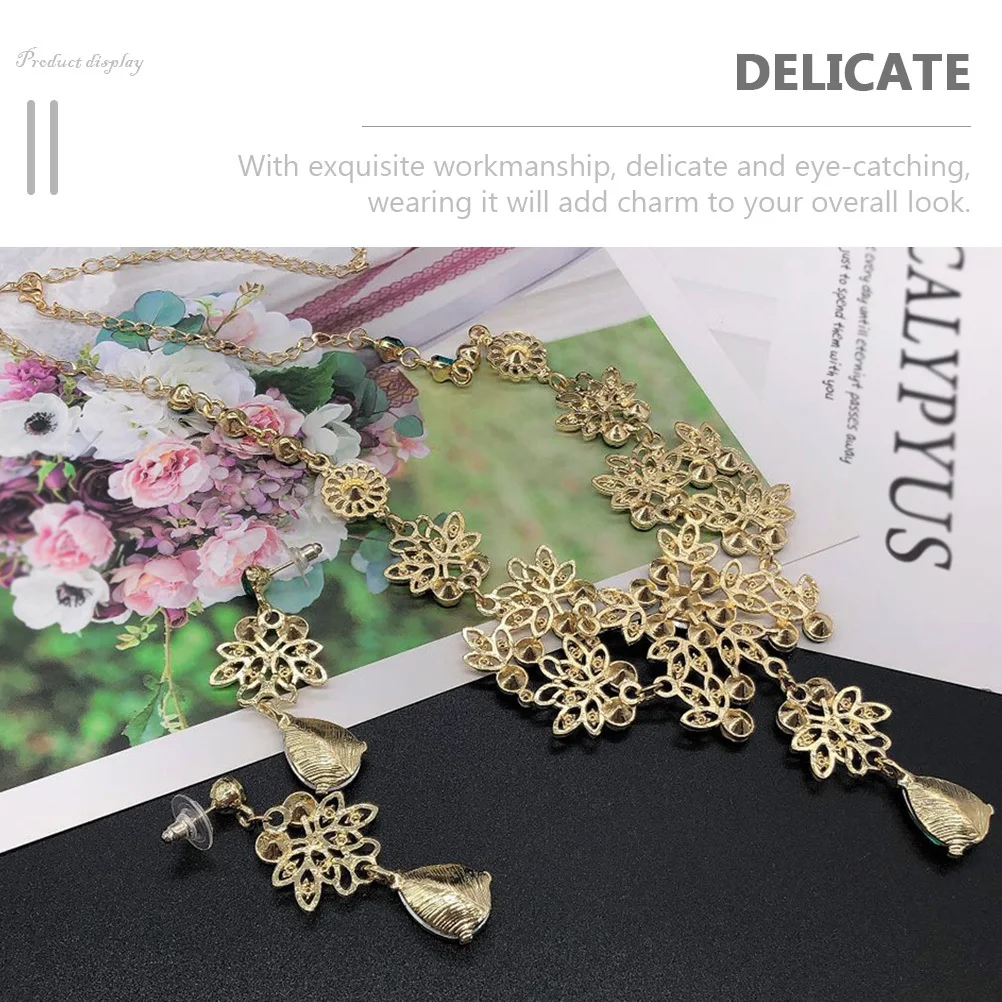 

Set Bridal Jewelry Crown Necklace Earrings Bright Luster Wedding Tiara Bridal Accessories for Bride Banquet Birthday Engagement