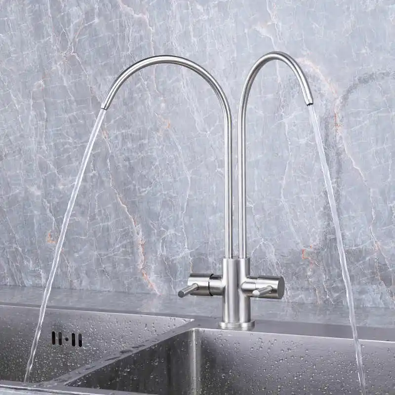 

Смеситель для очистки фильтра для воды, поворотный излив на 360°, кухонный смеситель с двойной ручкой для блоков обратного осмоса или системы фильтрации воды