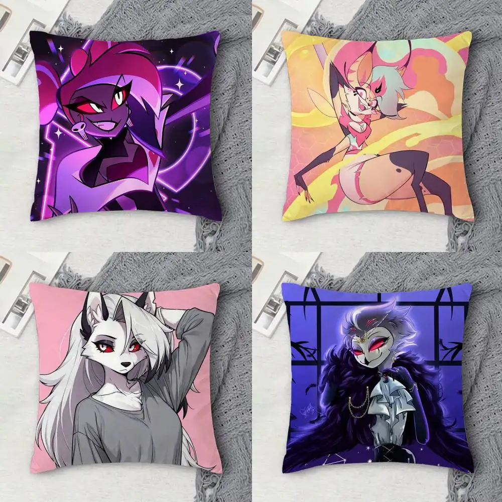 

H-Helluva boss Double-sided Printed Square Decorative Cushion Cover for Sofa Living Room Home Decor