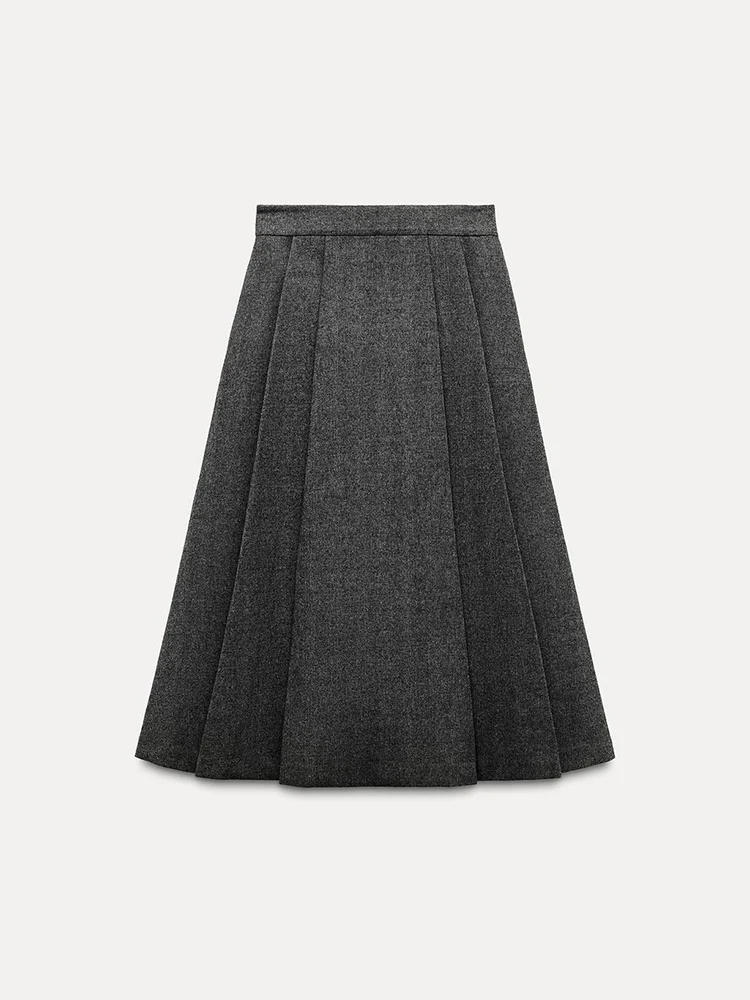 

New Autumn Women's Faion Mix-Cut Twill Suit Jaet Midi Skirt Set Ele Busin Casual Wear Made in China