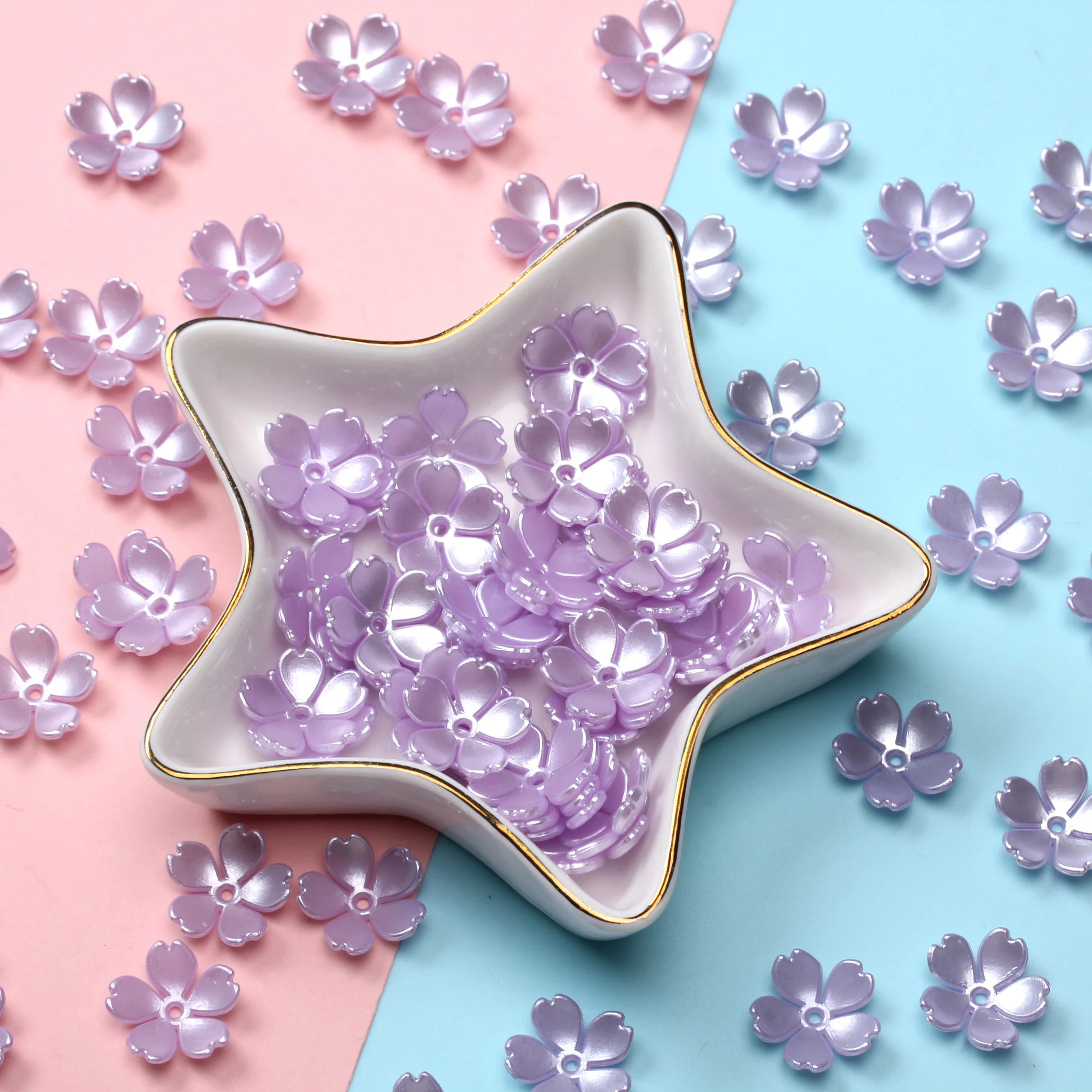 40Pcs/lot 14mm Acrylic Flower Torus Shape Spacer Beads DIY Jewelry Findings Headwear Hairpins Earrings Making For Jewelry Making