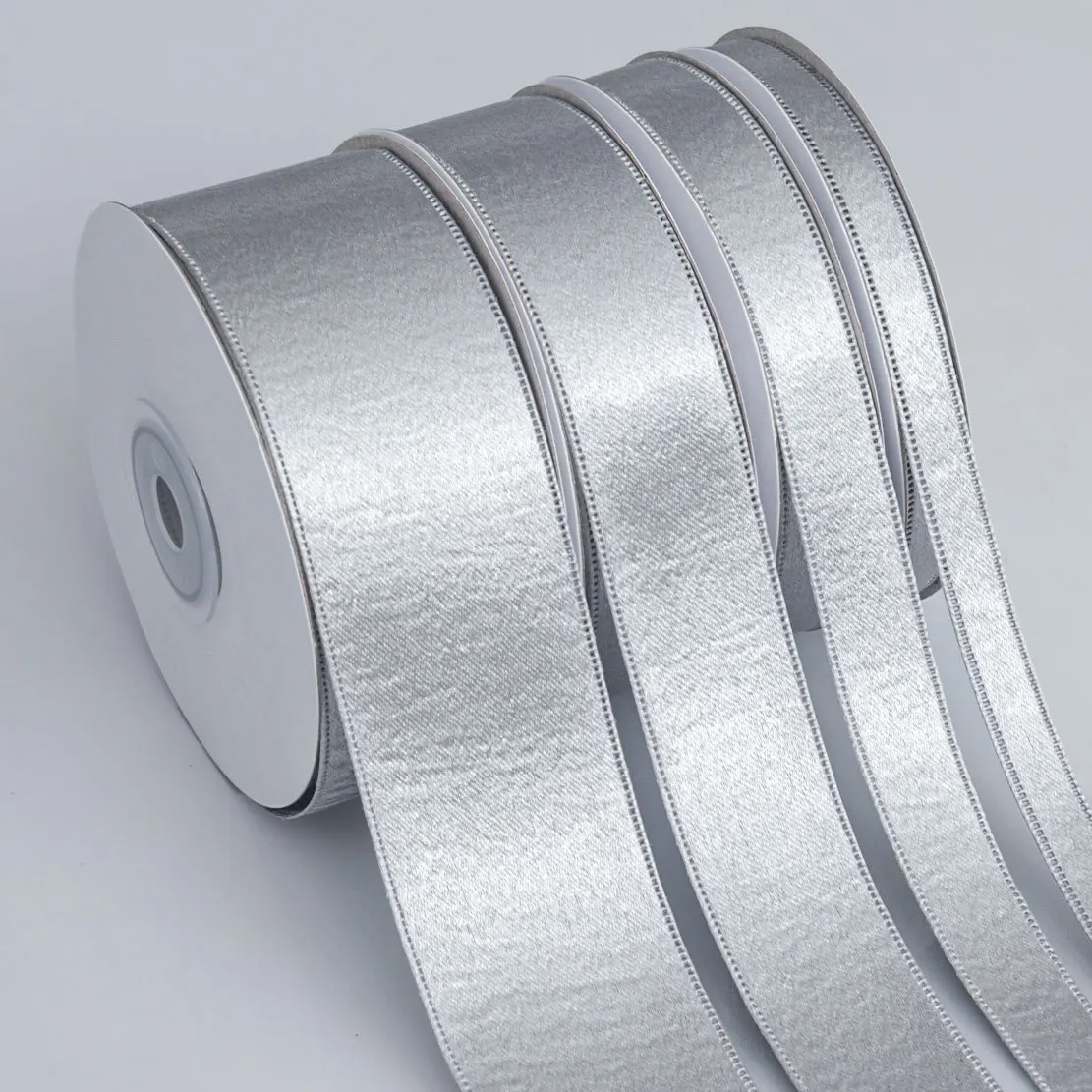 

50Yards/Roll Ribbon Gift Packaging Wedding Party Bouquets Hair Bows Decoration DIY Crafts Accessories Silver Satin Ribbons