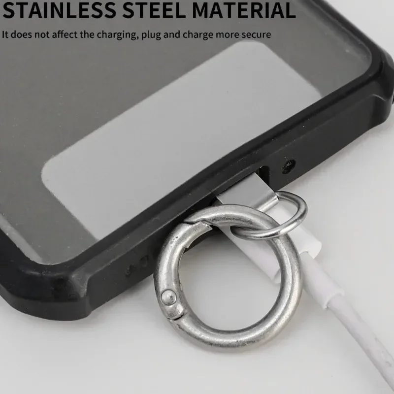 Universal Stainless Steel Hanging Chain Anti-Lost Metal Clips Phone Lanyard Tether Strap Tab Card Ultra-thin Mobile Phone Patch