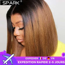 SPARK Ombre 1B/30 Bob Peruvian Straight Bob Human Hair Lace Frontal Short Bob Wig Remy Hair 4x4 Lace Closure Human Hair Wigs
