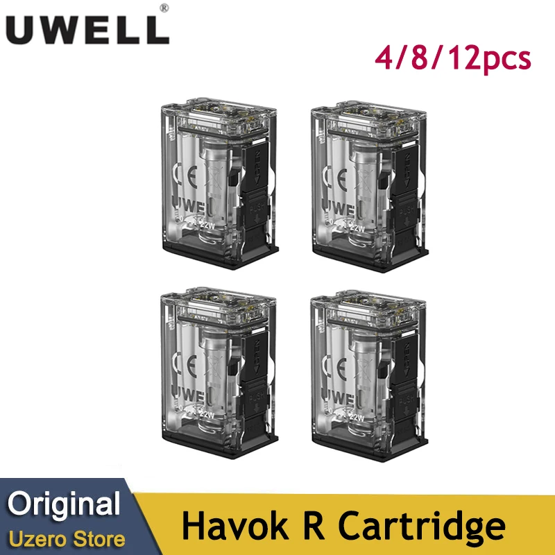 4/8/12pcs Original Uwell Havok R Pod Cartridge 3ml Side Filling with 0.6ohm Coil For Electronic Cigarette Havok R Pod Kit