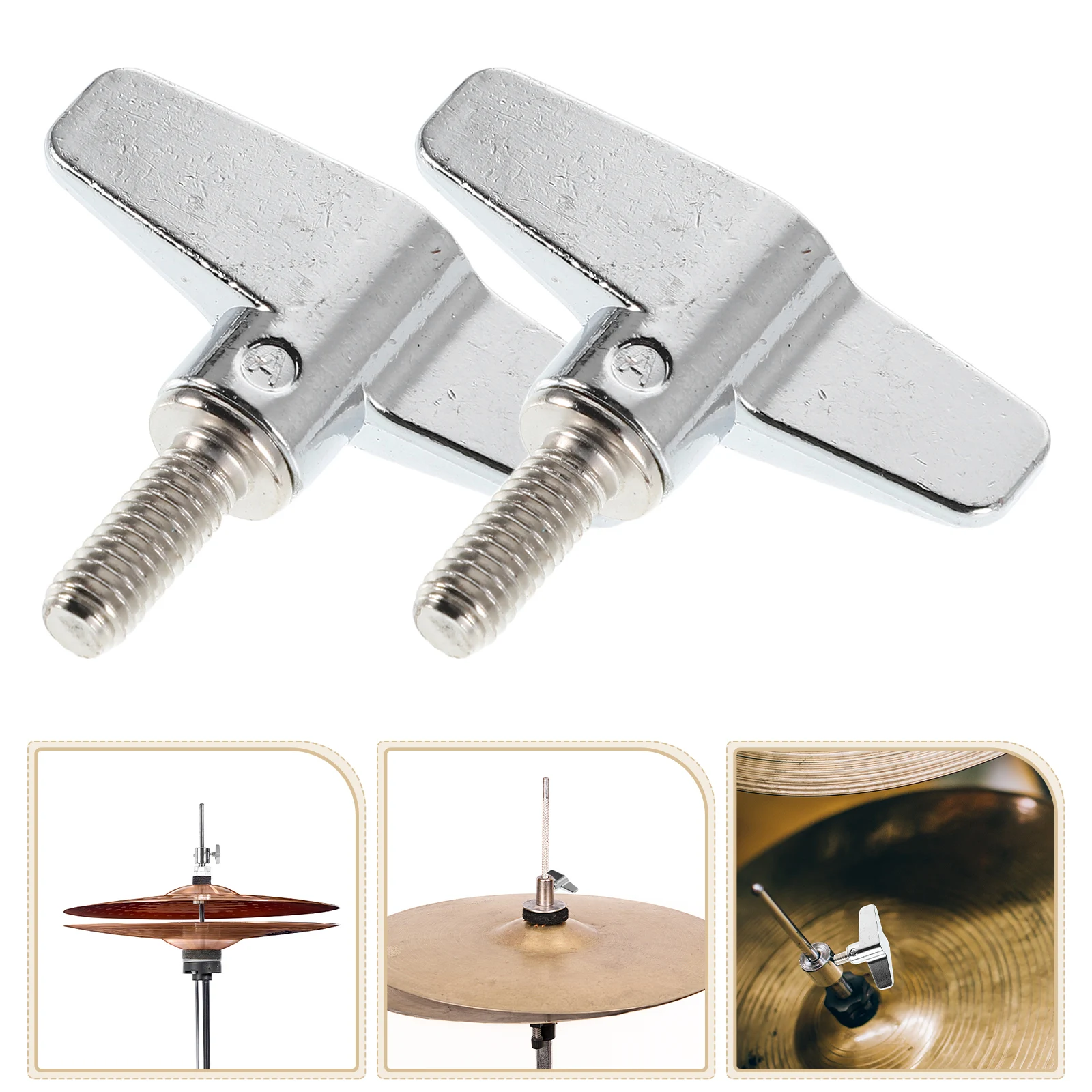 

2pcs Silver Metal Cymbal Stand Knob Nuts Durable Sturdy Replacement Accessories Easy Adjustment Hardware Parts Cymbal Stand