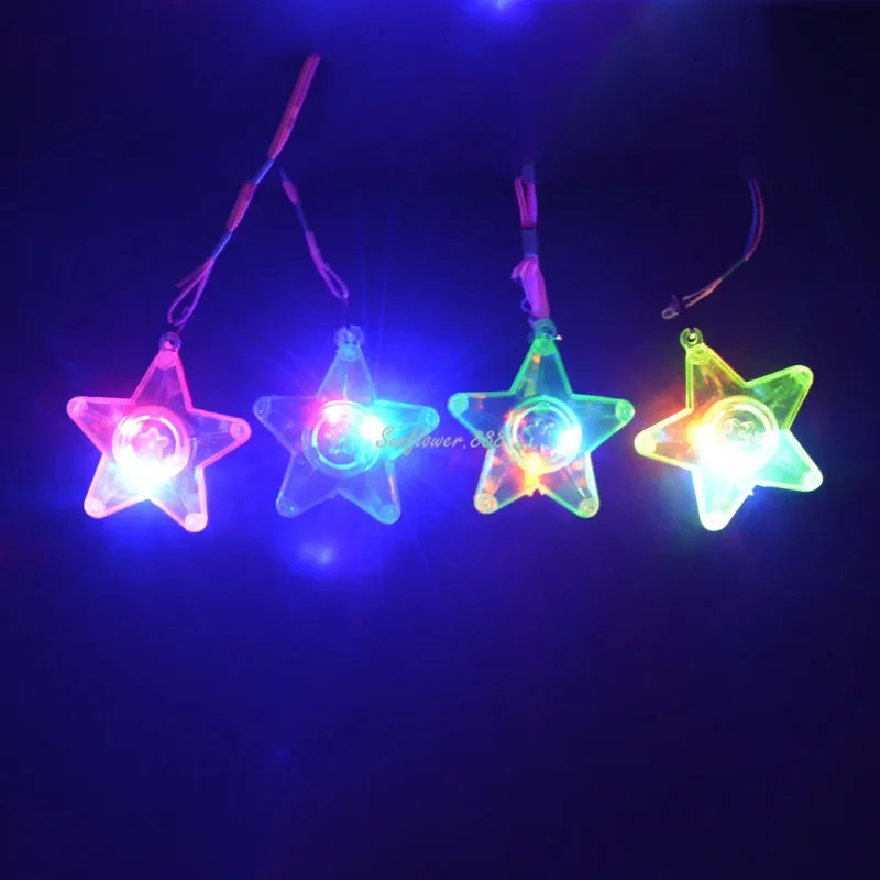 20pcs Halloween Kids Toy LED Light Up Flash Blink Star Heart Pendant Party Glow Necklace Birthday Gift Holiday Wedding Festival