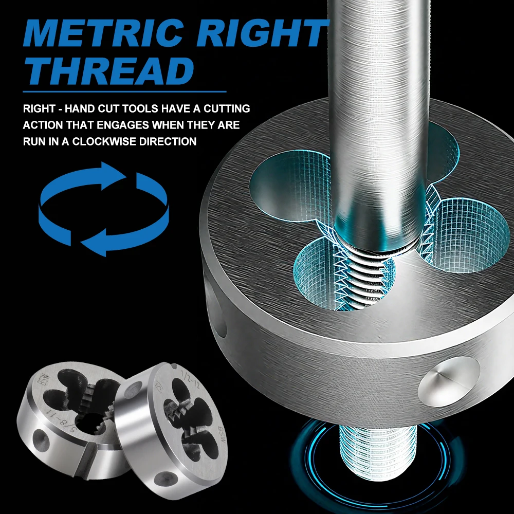 1pc BSP BSW R Pipe Thread Die 1/2 5/32 3/16 1/4 5/16 5/8 Metric Round Dies Right Hand Cutting Tool for Mold Machining