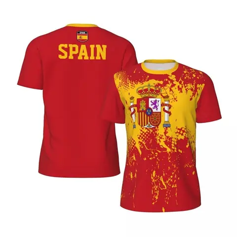 Spain Flag Football T Shirts For Men Fashion Summer National Emblem 3D Printed Jersey Casual Quick Dry Breathable Tees Tops